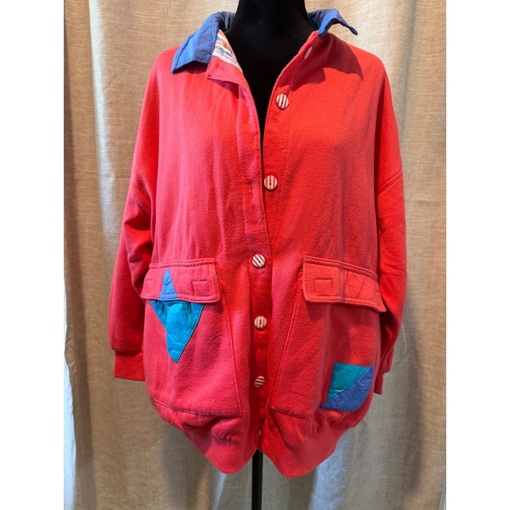 Vintage Current Seen Red Colorblock Jacket Oversized 80s 90s One Size Fits All